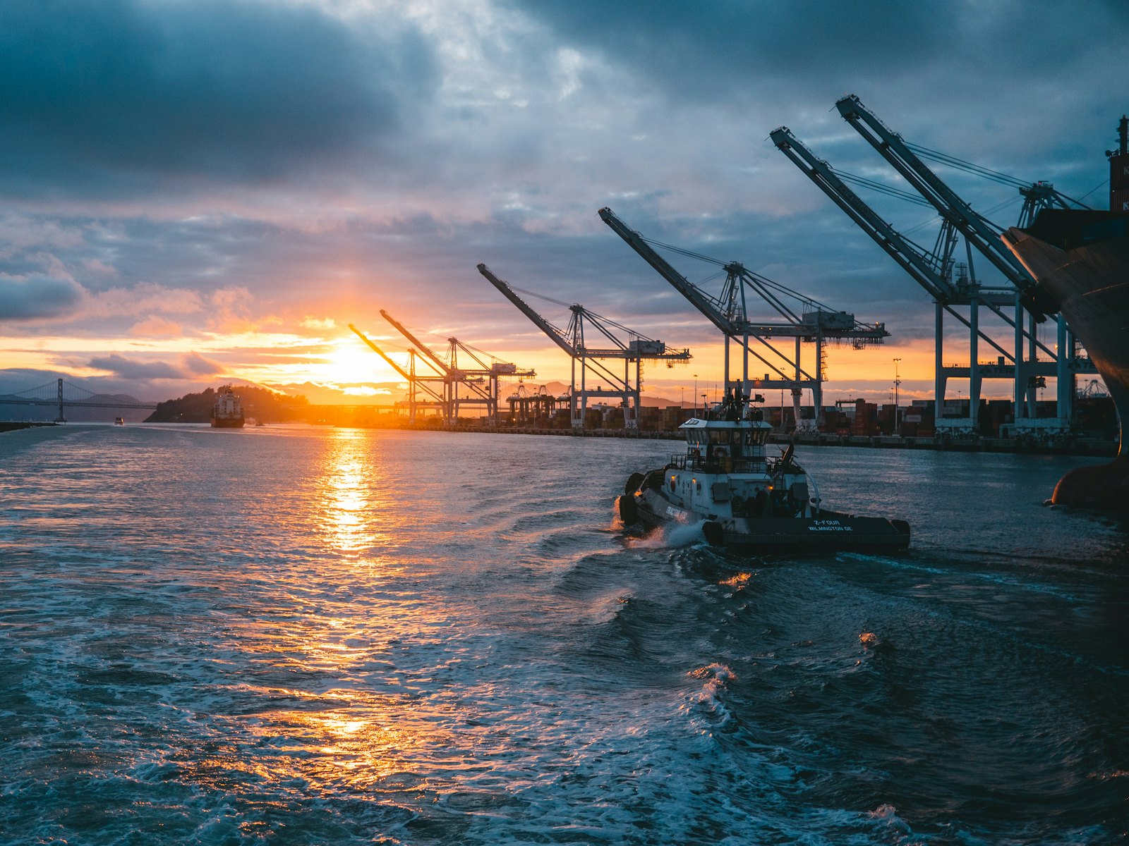 Oil rigs on body of water